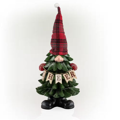 28 In. H Polyresin Christmas Tree Cheer Gnome Decoration with Color Changing LED Lights