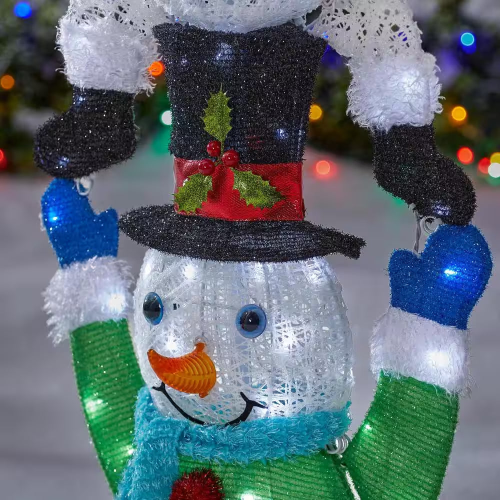 7 Ft. Icicle Shimmer LED Stacked Snowmen Holiday Yard Decoration Y10