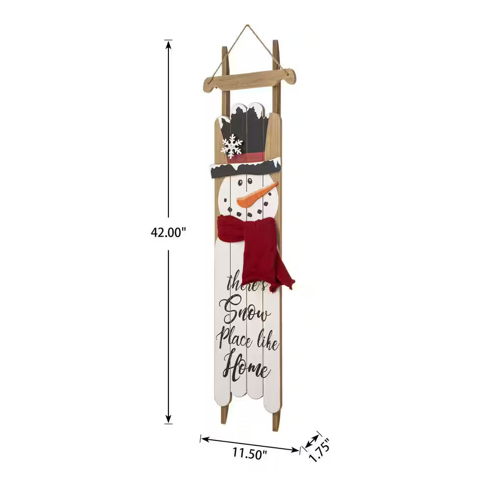 42 In. H Wooden Christmas Snowman Porch Sign