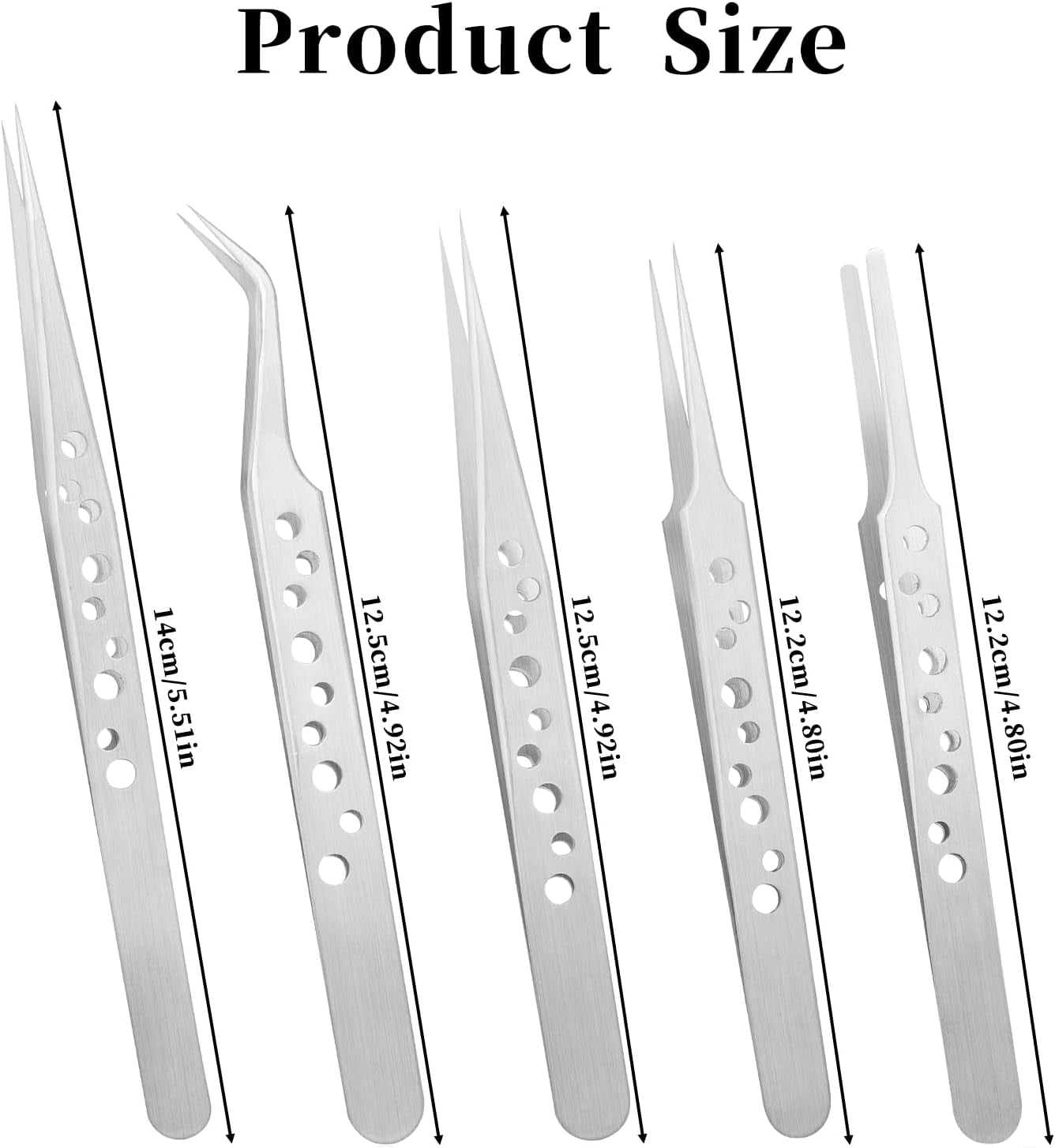 5PCS Needle Nose Tweezers Long Soldering Tweezers Precision Curved Anti-Slip Upgraded Set Anti-Static Electronic Tweezer Tool Stainless Steel for Electronics Repair Jewelry-Making Crafting Laboratory