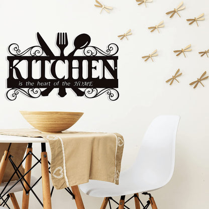 Metal Rustic Kitchen Decor Signs Decoraions for Wall, Country Farmhouse Decoration for Dining Room, 13.8 X 8.8 Inches (Black)