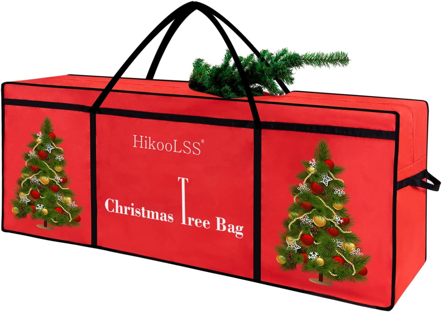 Christmas Tree Bags Storage 7.5 Ft Christmas Tree Storage Bag,Reusable Heavy Duty 600D Oxford Santa Tree Box/Container/Holder for Big Artificial Xmas Tree/Holiday Trees Red(60X18X25In)