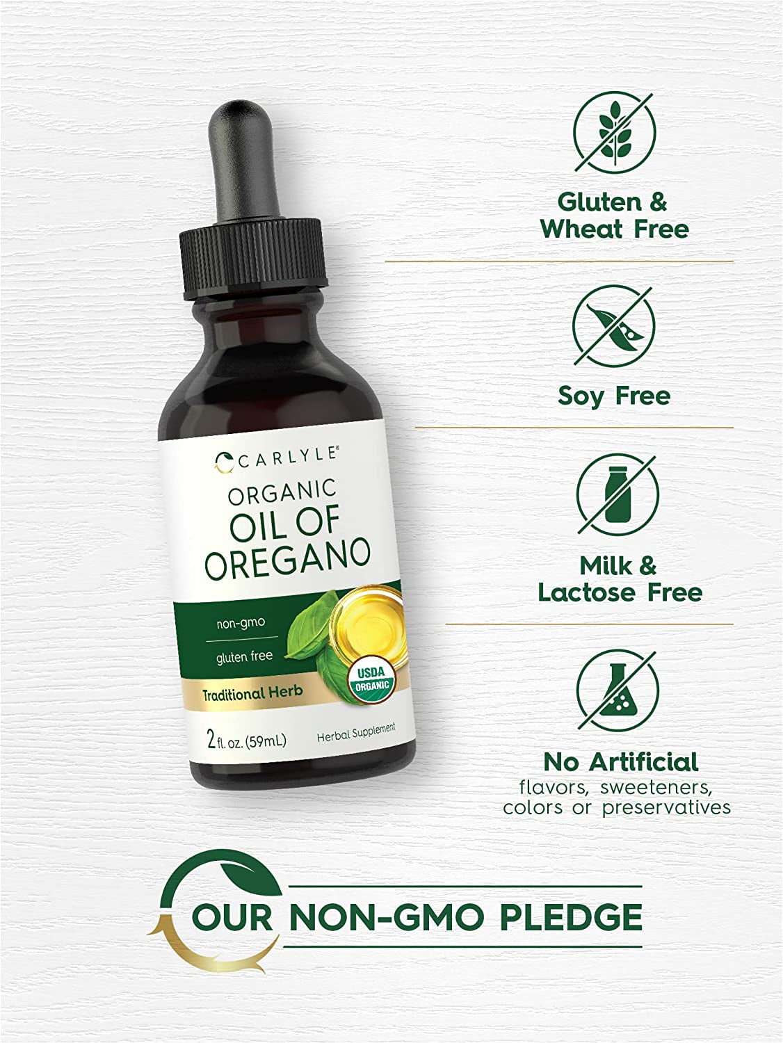 Organic Oil of Oregano Liquid Drops | 2 Fl Oz | Vegan Herbal Supplement | Non-Gmo, Gluten Free