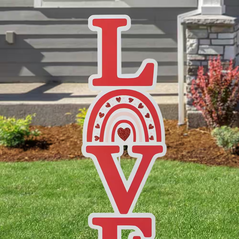 36 In. H Valentine'S Metal Rainbow In.Love In. Yard Stake（Kd, 2 Function)