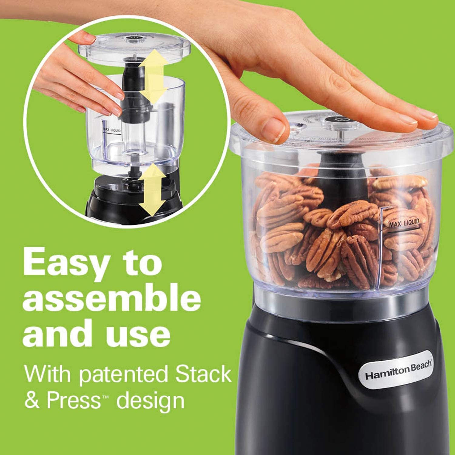 Electric Vegetable Chopper & Mini Food Processor, 3-Cup, 350 Watts, for Dicing, Mincing, and Puree, Black (72850)