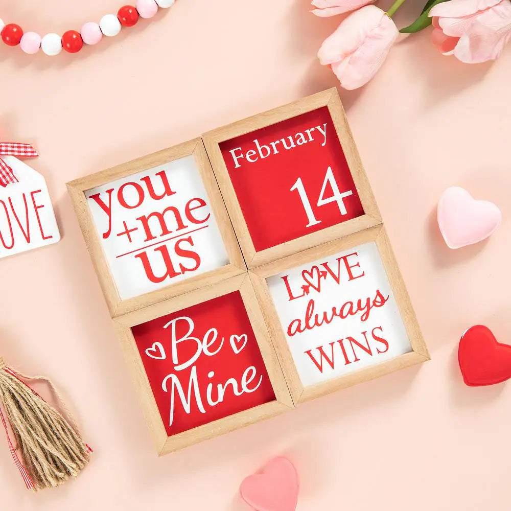 Valentine'S 4 In. H Wooden Block Table Decor (Set of 4 )