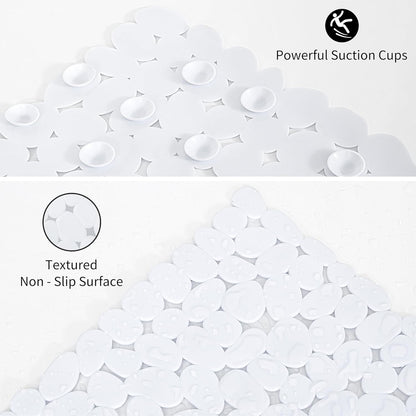 Extra Long Non-Slip Bathtub and Shower Mat - 16 x 40 Inches, White, with Suction Cups and Drainage Holes, Machine Washable