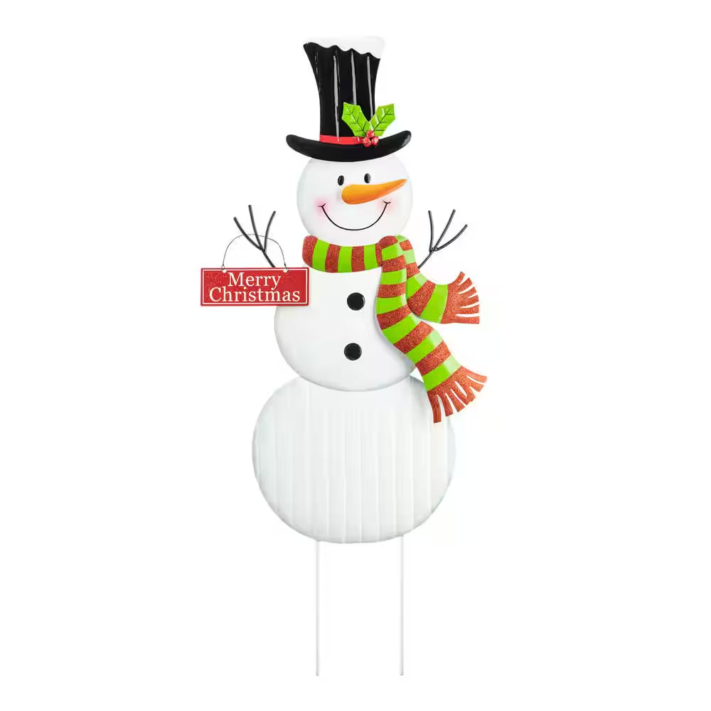 40 In. H Metal Snowman Christmas Yard Decor Yard Stake