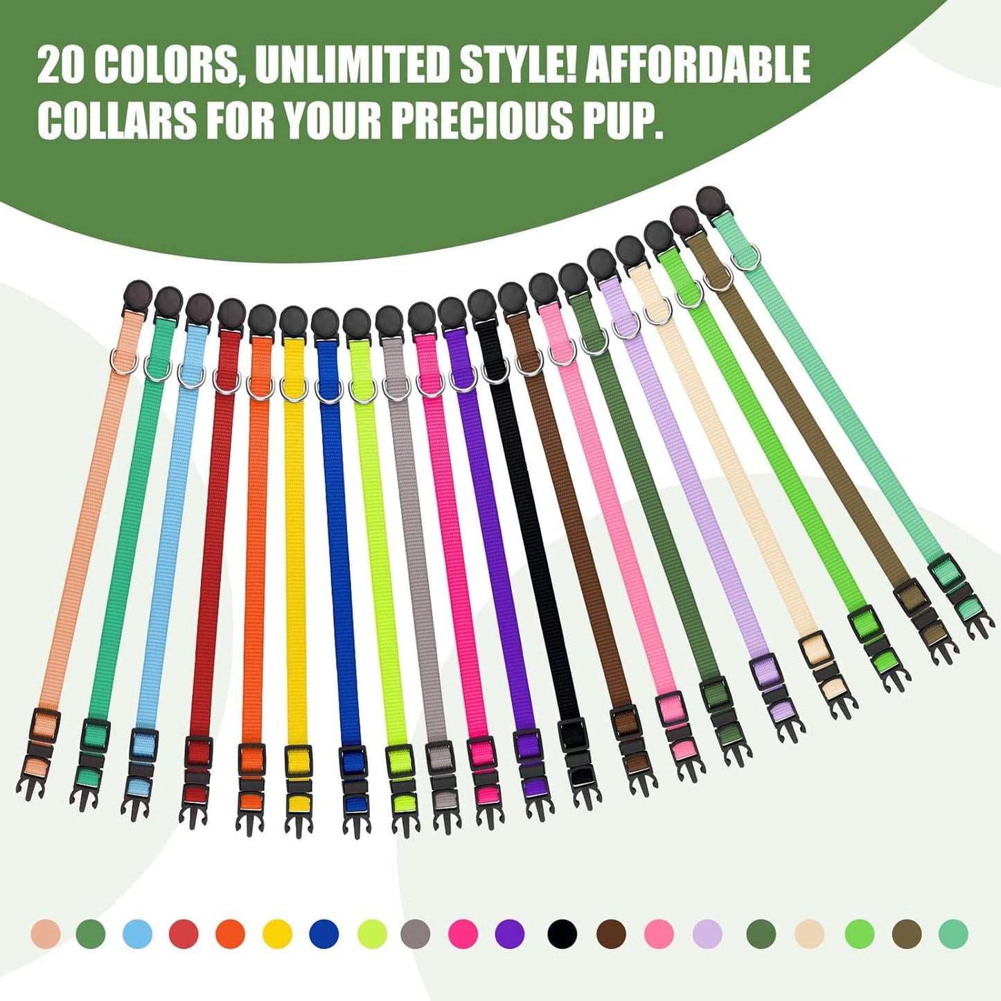 20 PCS Puppy Collars,Puppy Collars for Litter,Puppy Collars for Small Puppies,Nylon Breakaway Puppy ID Collars Whelping Collars Litter Collars(S)