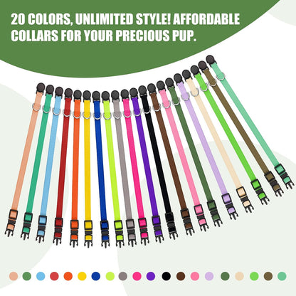 20 PCS Puppy Collars,Puppy Collars for Litter,Puppy Collars for Small Puppies,Nylon Breakaway Puppy ID Collars Whelping Collars Litter Collars(S)