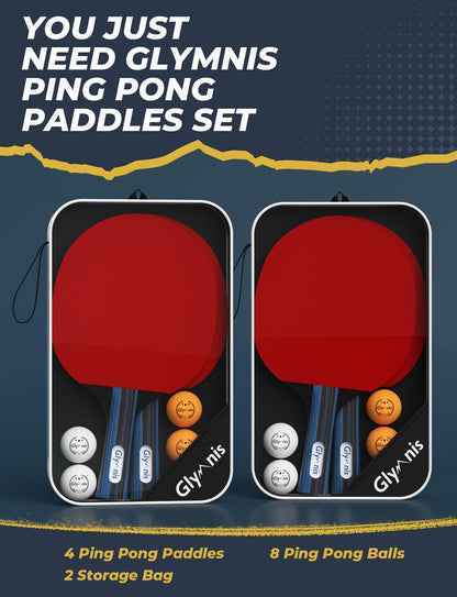 Ping Pong Paddles Set Table Tennis Rackets with Balls, Storage Case for Indoor Outdoor Table Tennis Paddle Game Accessories