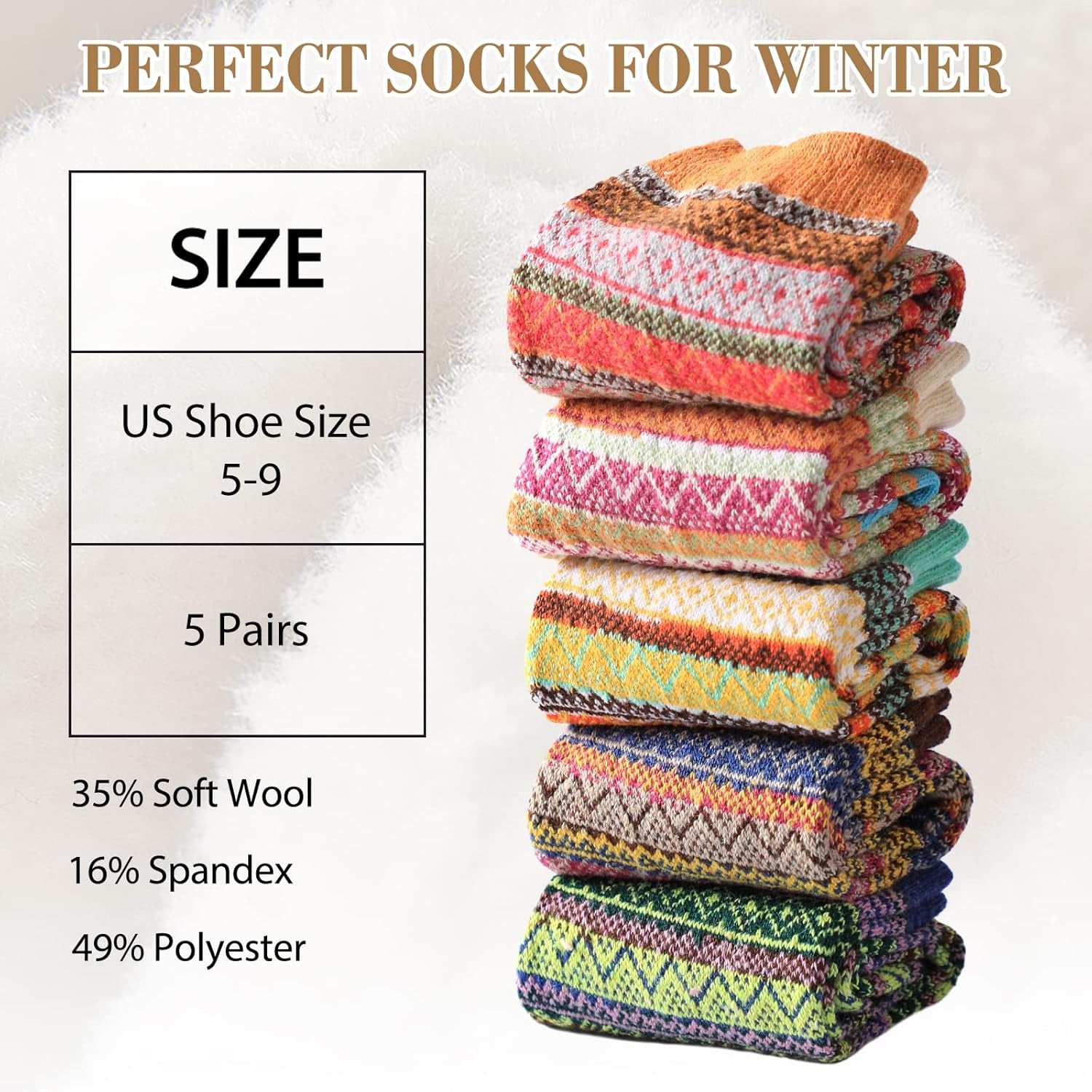 Wool Socks - Wool Socks for Women, Womens Wool Socks, Warm Socks for Women Men, Thick Winter Socks Cozy Socks