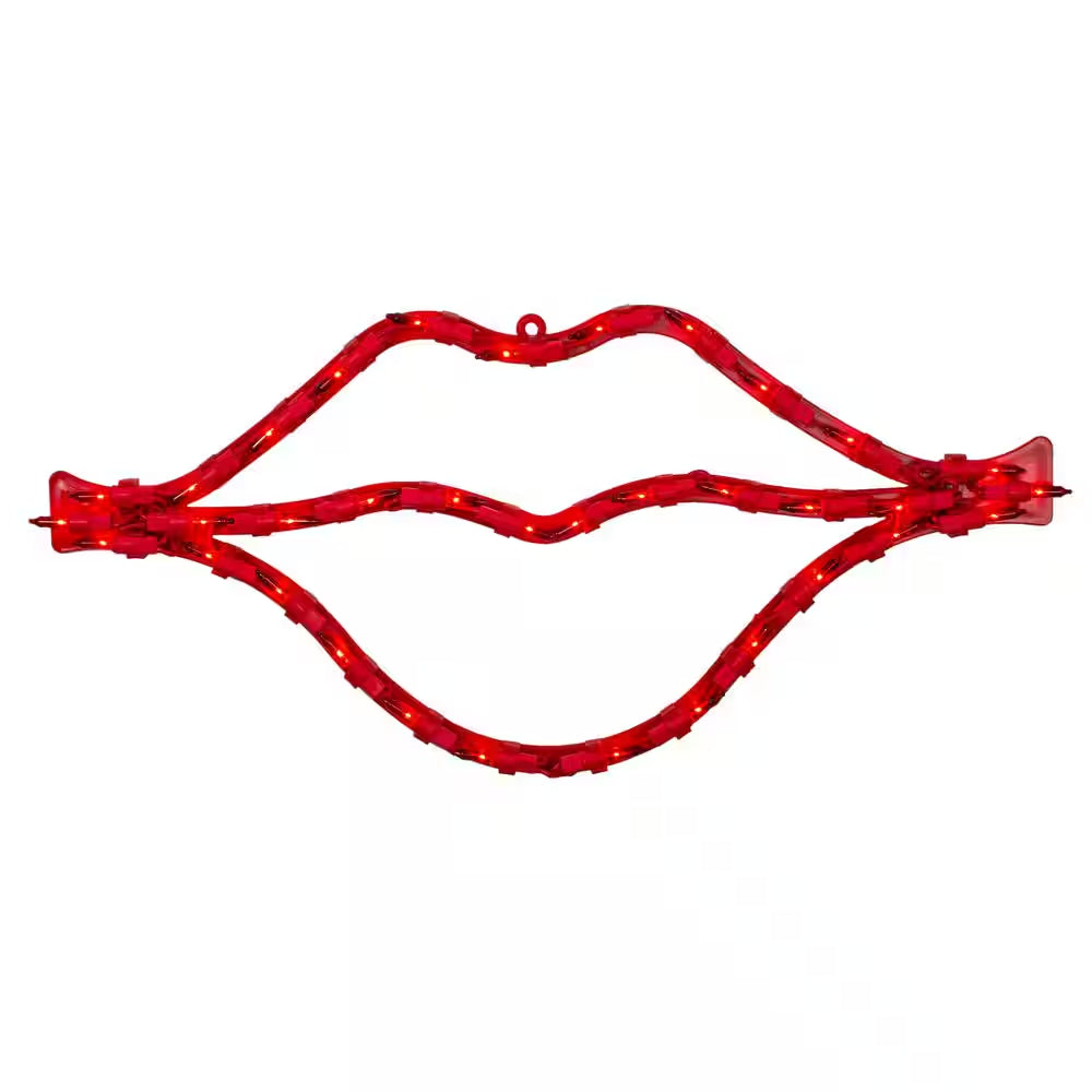 17.5 In. 35-Count Red Mini Incandescent Lighted Lips Valentine'S Day Window Silhouette