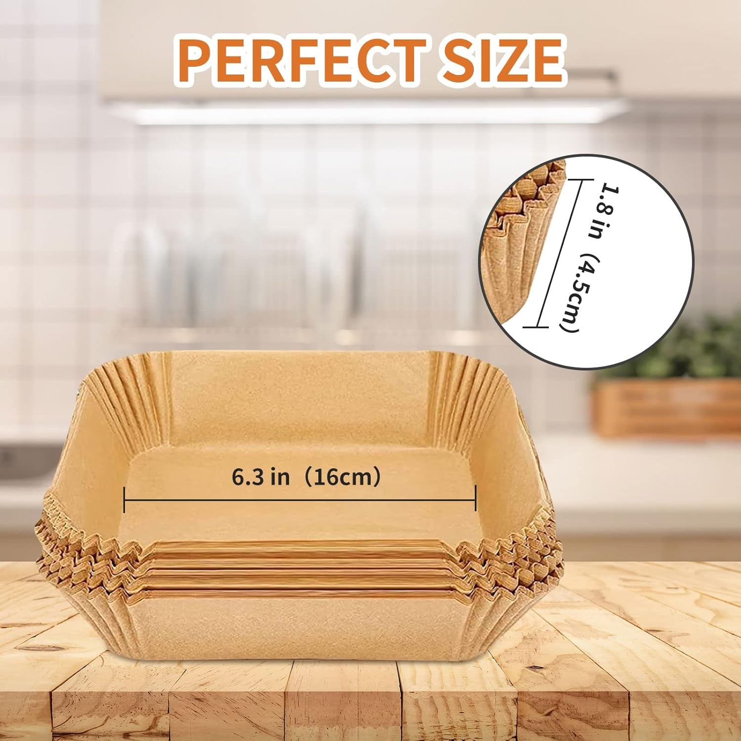 50Pcs Air Fryer Liner, Baking Disposable Air Fryer Parchment Paper, Multipurpose Oil-Absorbing Paper Tray