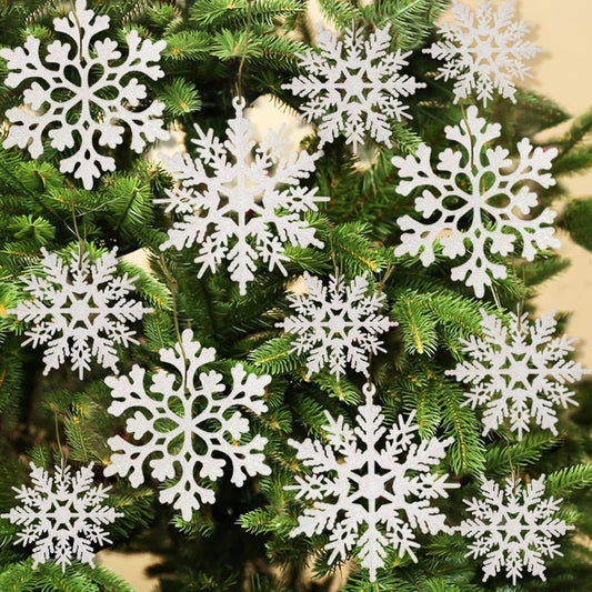 36Pcs Snowflakes-Christmas Tree Decorations, Snowflake Ornaments for Tree, Plastic Glitter White Snow Flakes Ornaments, Christmas Indoor Winter Wonderland Decor