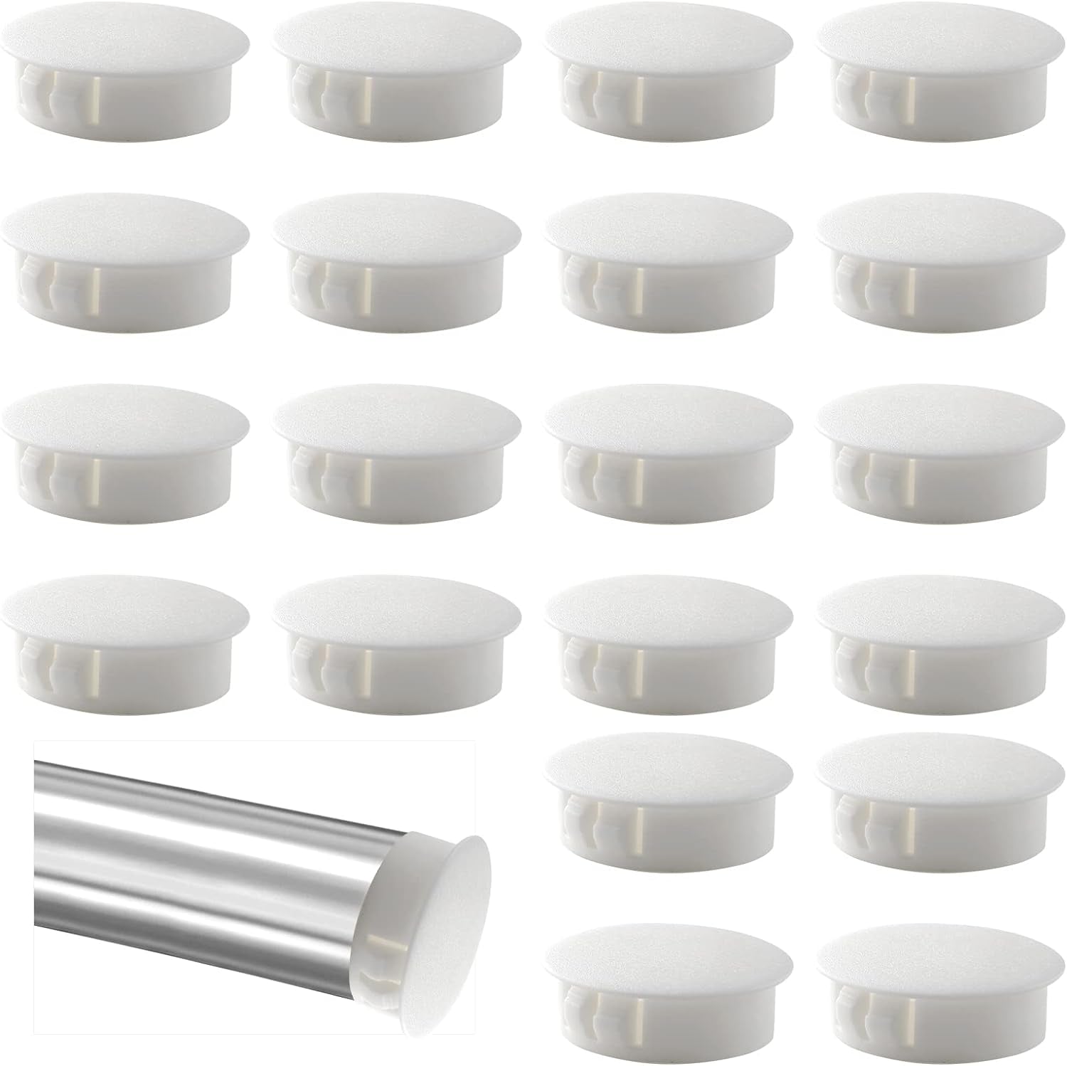 30Pcs 1-1/4 Inch (32Mm) White Hole Plugs, Plastic round Flush Type Panel Plugs Fastener Cover for Furniture Protectors