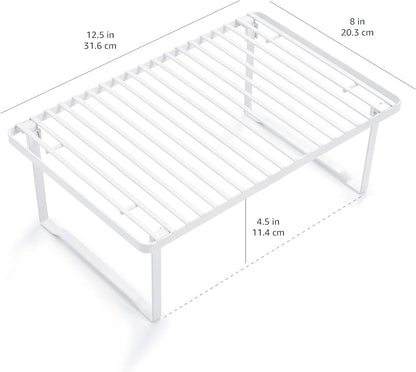 Stackable Metal Kitchen Storage Shelves, Set of 2 - White, 12.5" L X 8" D X 4.5" H