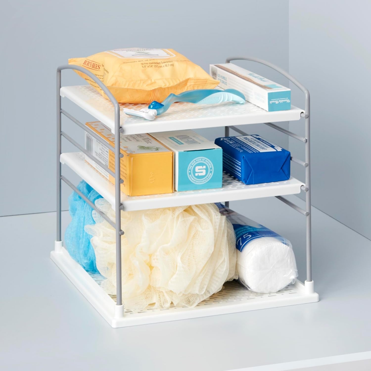 Upspace Adjustable Box Organizer for Foil Wrap and Kitchen Cabinet Storage, Original, White