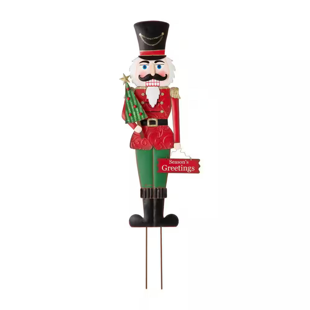 36 In. H Metal Nutcracker Yardstake or Standing Decor or Wall Decor (KD, 3 Function)