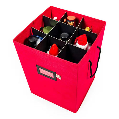 16 In. Red Canvas Collectible Nutcracker Storage Box (Holds 9 Figurines)